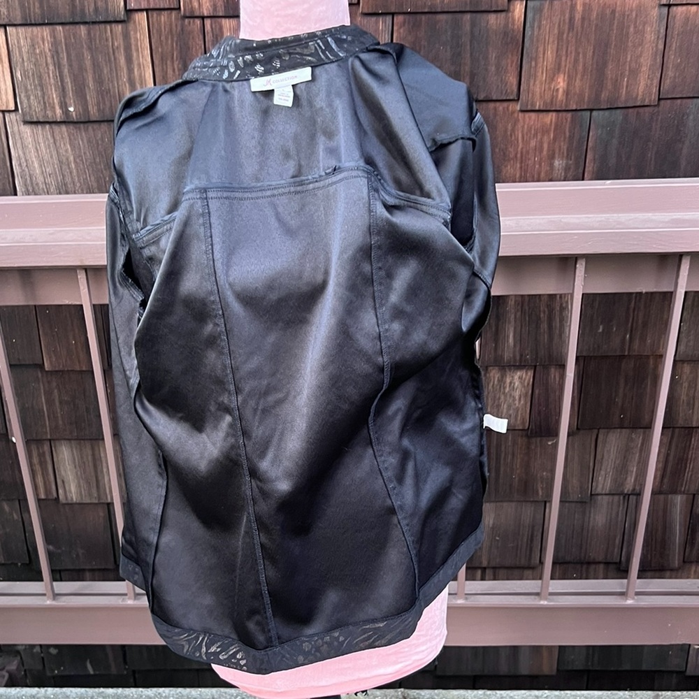 π΅ JM Collection Leopard print(metallic) black top jacket snap comfy shacket L - Picture 5 of 16